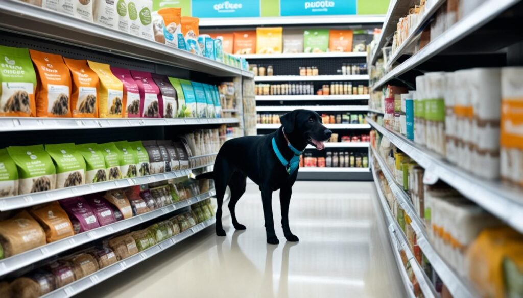 Dog examining top rated dog food brands