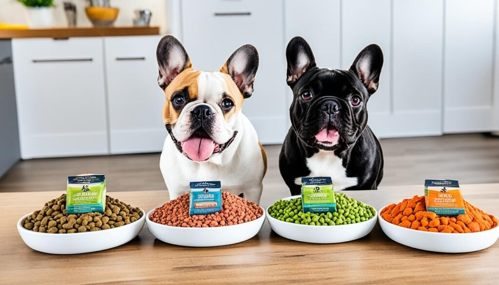 French Bulldog enjoying favourite picks of high protein dog food